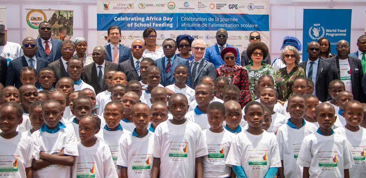 Some of the children benefitting from school meals in Cameroon