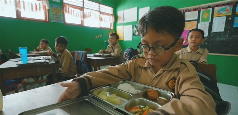 Students at a school in Sleman Regency, Indonesia