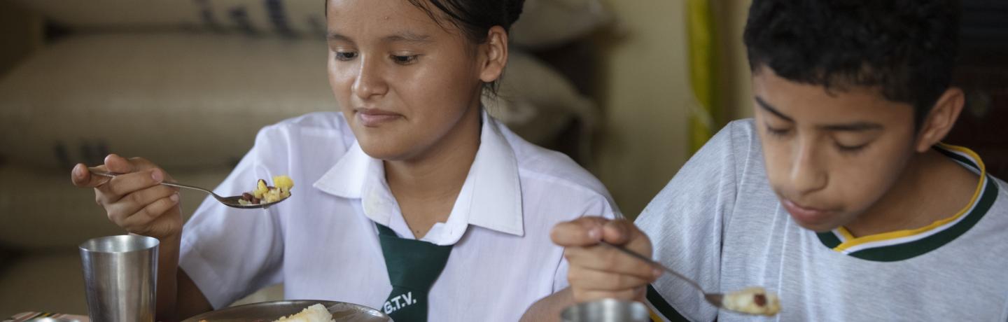 Girls eating at school