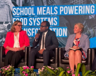 The Minister of Education in Rwanda, Honourable Gaspard Twagireyezu, speaking during the School Meals Powering Food Systems Transformation 