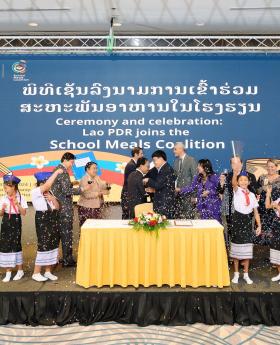 Lao PDR Government and partners at joining the Coalition ceremony 